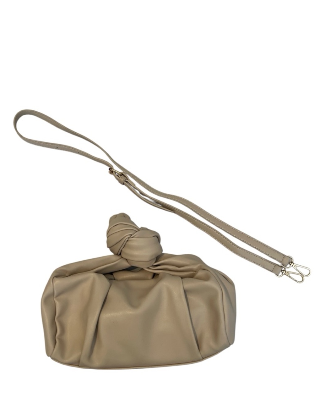 NWOT Unique Beige Knot Top Crossbody Bag Soft Vegan Leather
